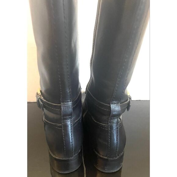 Michael Kors Fulton Harness Black Mocha Brown Leather Riding Boots Size 7 - Picture 5 of 13